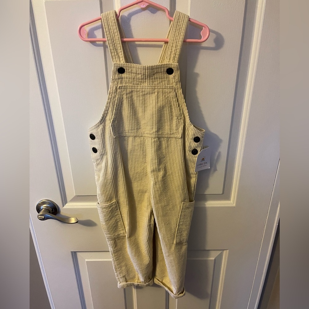 Little Co cream corduroy overalls. Size 4T